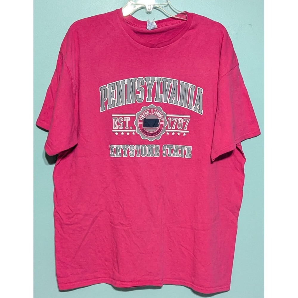 Pennsylvania Keystone State Pink T-Shirt Size XL 100 % Cotton